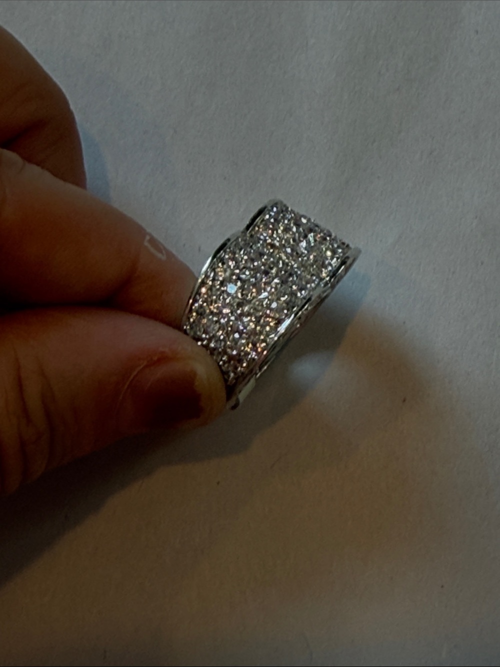 Silver Pavé Crystal Wide Band Ring - Woman Jewelry size 8 18KGE CZ NWT